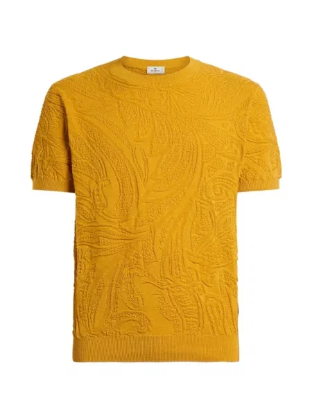 Tricou Etro tricotate cu model paisley galben