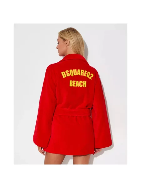 Szlafrok Dsquared2 z logo czerwony