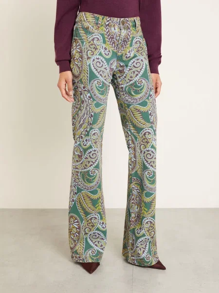 Etro Jeansy Flared Leg gruen zielone