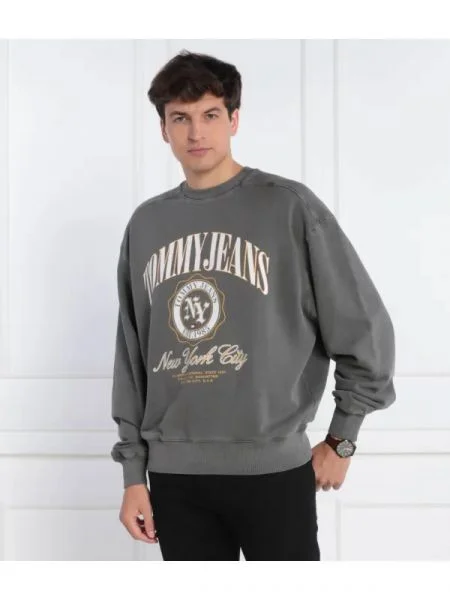 Tommy Jeans Hanorac TJM BOXY LUXE VARSITY CREW gri