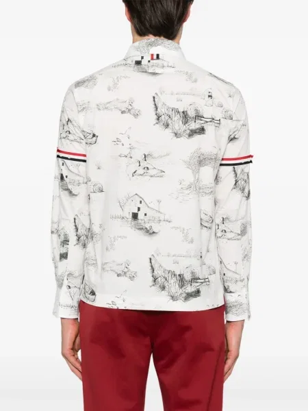 Cămașă Thom Browne cu imagine alb