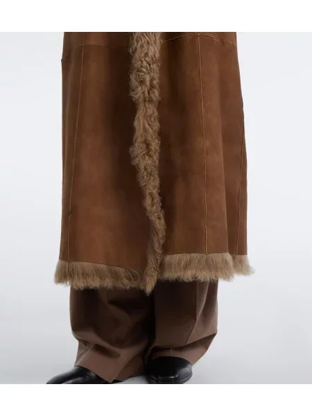 Semišový reverzibilný kabát z ovčej kože Ralph Lauren Collection hnedá