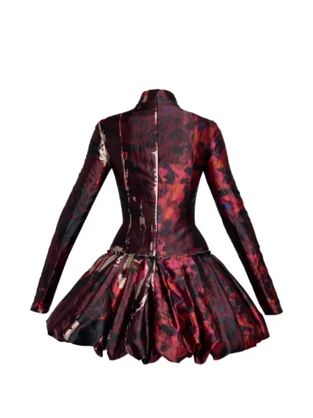 Rochie Erdem cu model floral cu imagine roșu