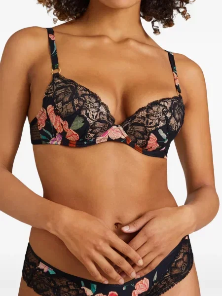 Sutien Aubade cu model floral cu imagine din dantelă negru