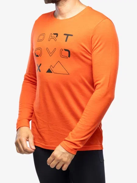 Longsleeve Ortovox Merino Brand Outline LS pomarańczowa