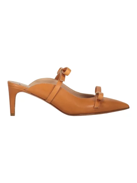 Klapki mules Red Valentino skórzane czerwone