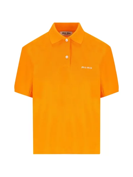 Tricou polo Miu Miu cu broderie portocaliu