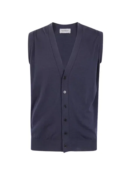 Cardigan John Smedley fără mâneci albastru
