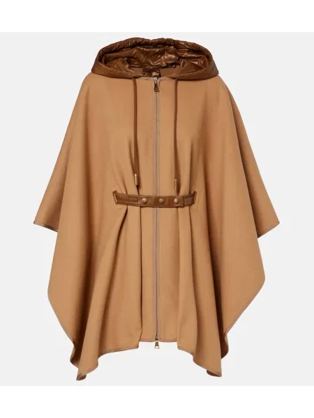 Cu centură geacă Moncler de lână bej
