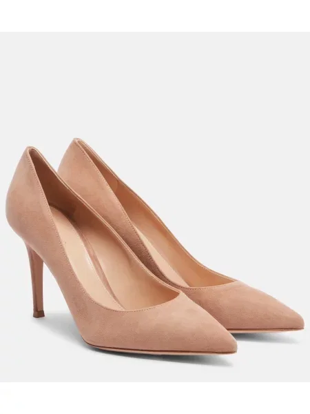 Pantofi cu toc Gianvito Rossi din piele de căprioară bej