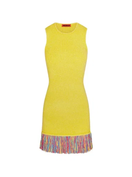 Rochie mini Simon Miller cu franjuri tricotate galben