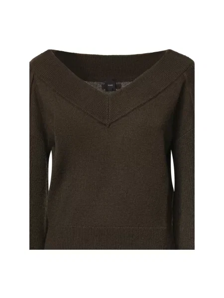 Sweter Pinko z dekoltem w serek zielony