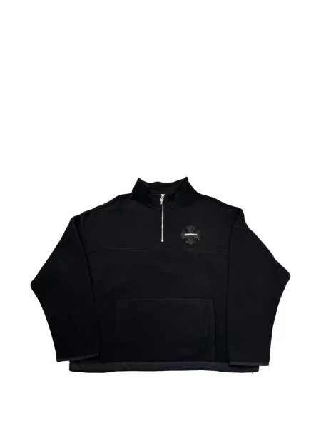 Hanorac din fleece Chrome Hearts din piele cu motiv cu inimi negru