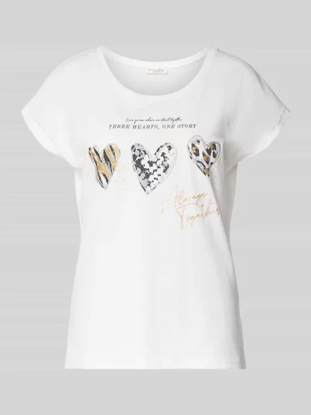 T-shirt o kroju regular fit z domieszką Christian Berg Woman biała