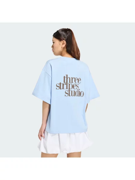 KOSZULKA 3 STRIPES STUDIO BOYFRIEND TEE niebieska