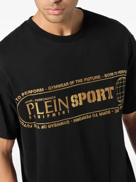 Тениска Plein Sport с принт с кръгло деколте черно