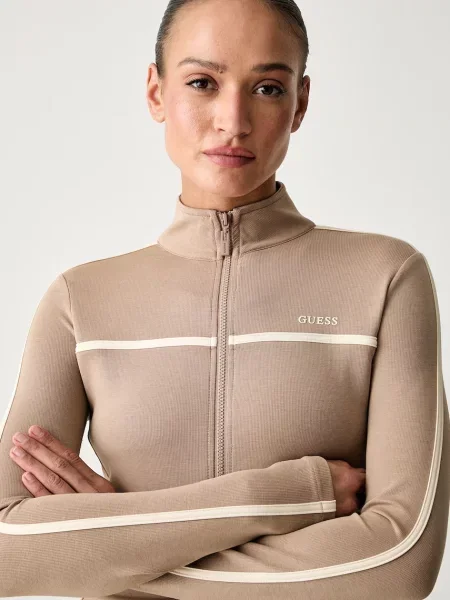 Суичър с цип Guess бежово