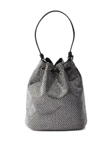 Geantă bucket Prada de cristal negru