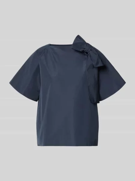 Bluzka z krótkim rękawem w kroju regular fit z domieszką bawełny model RECENTE' Weekend Max Mara granatowa