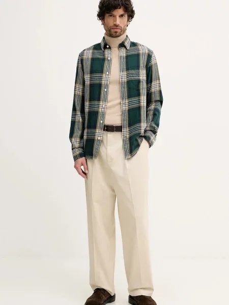 United Colors of Benetton sweter kaszmirowy lekki z golferm beżowy