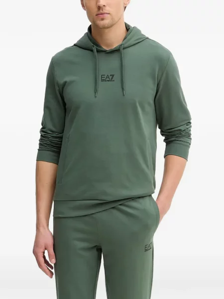 Hoodie Ea7 Emporio Armani με αυτόγραφο με κορδόνι πράσινο