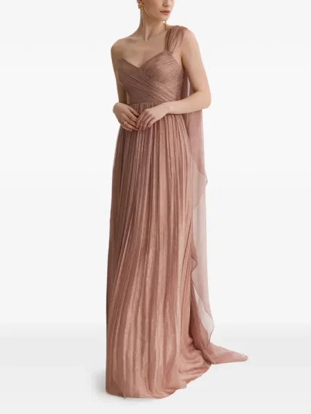 Rochie maxi Framboise cu un umăr gol roz