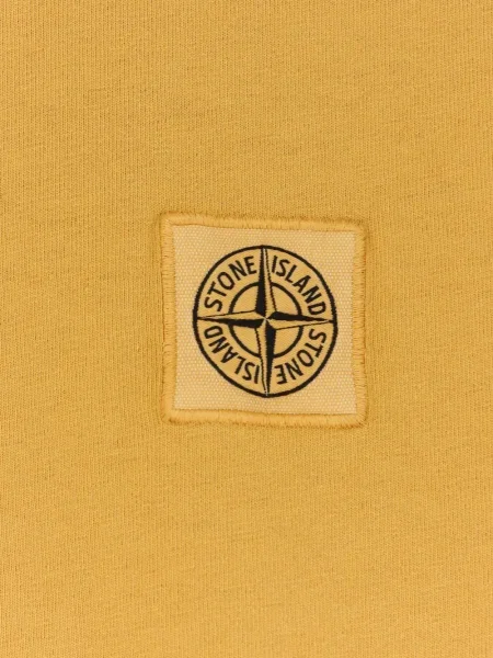 Tricou Stone Island cu strasuri scurt galben