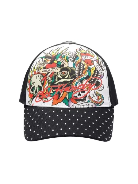 Ed Hardy Șapcă True Til Death negru alb
