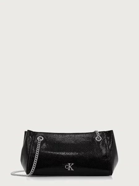 Calvin Klein torebka bagietka z imitacji skóry czarna