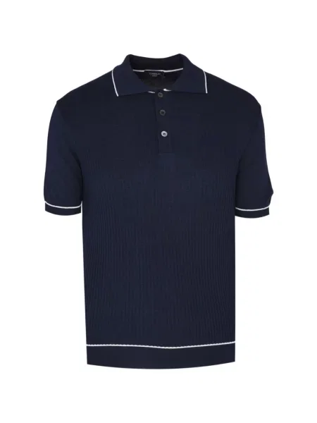 Tricou polo Tombolini tricotate albastru