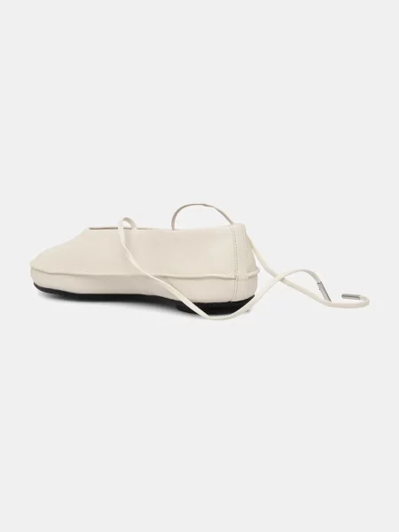 Calvin Klein bőr balerina cipő BALLERINA MARY JANE STRAP LTH bézs