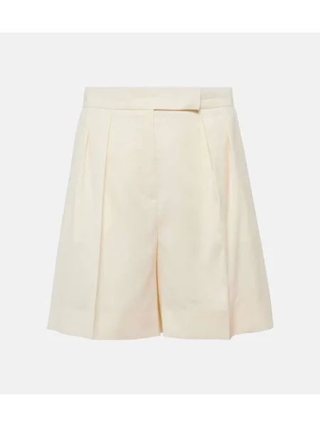 Pantaloni scurți Max Mara cu talie înaltă de lână alb