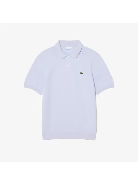 Lacoste Sweter Z Kołnierzykiem Polo Z Krótkim Rękawem Classic Fit Jasnoniebieski niebieski