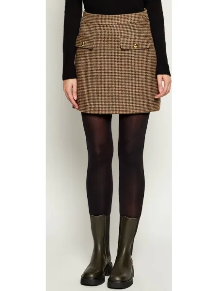 Barbour gyapjú szoknya SOPHIA mini ceruza fazonú barna