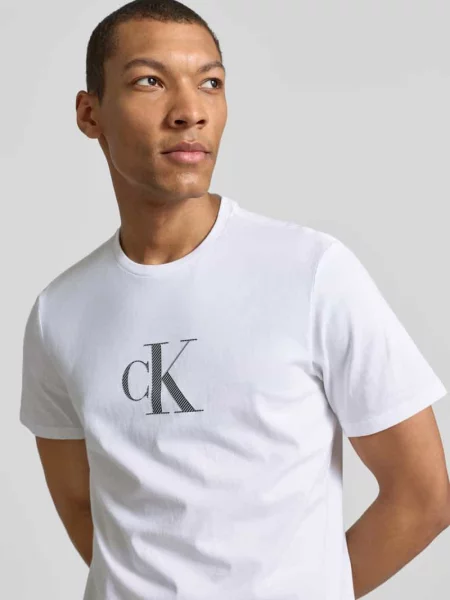 T-shirt z okrągłym dekoltem i logo Ck Calvin Klein biała