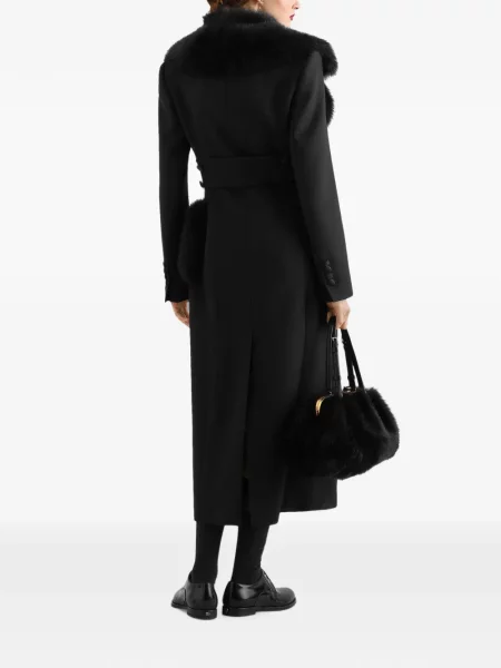 Μάλλινο παλτό Dolce & Gabbana διπλόκουμπα μαύρο