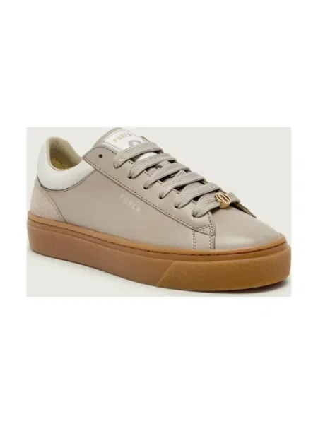Sneakerși Furla din piele bej