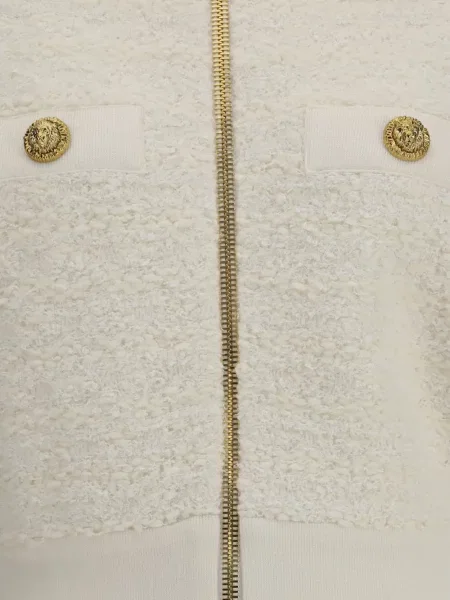 Geacă bomber Balmain din tweed alb