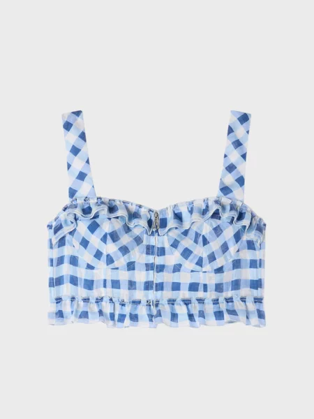 Лляний картатий топ Sandro білий