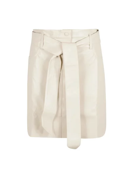 Spódnica skórzana Nanushka beżowa