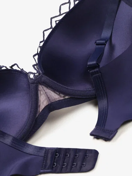 Sutien din dantelă bleumarin-roz cu efect push-up Dimettra roz