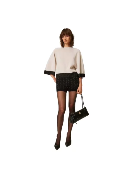 Krótki sweter Twinset wełniany beżowy
