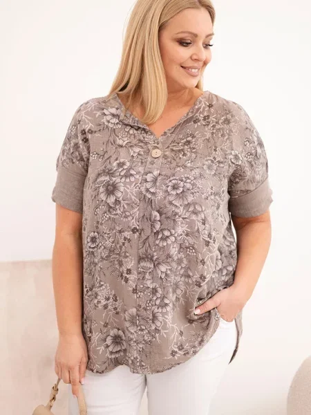 Bluză Kesi Włoski cu model floral alb