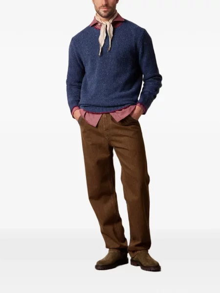 Pulover Brooks Brothers cu decolteu rotund albastru