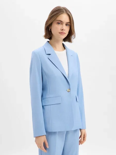 Żakiet o kroju slim fit z z patką More & More niebieska