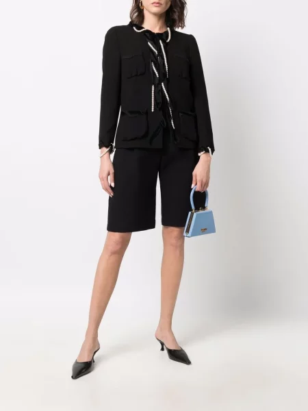 Jednořadá bunda Moschino Pre-owned s perlami černá