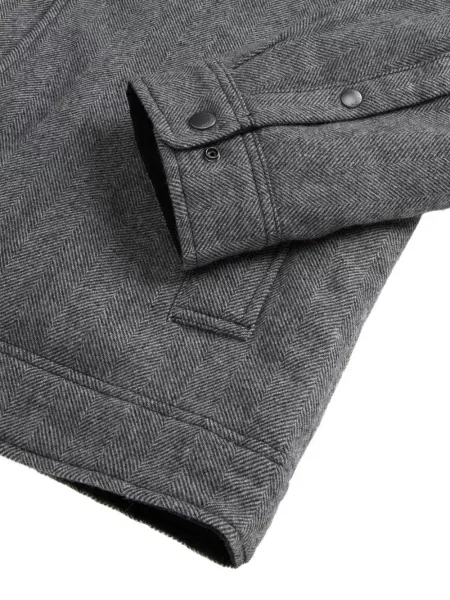 Geacă cămașă Woolrich cu model herringbone gri