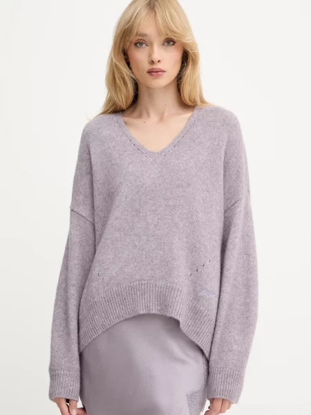 BOSS Orange pulover din amestec de lână violet