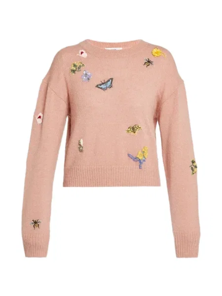 Pulover Erdem cu decolteu rotund roz