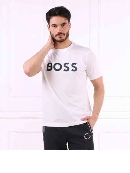 BOSS GREEN Tricou Tee 1 alb